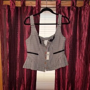 Maeve Black and White Houndstooth Blouse from Anthropologie